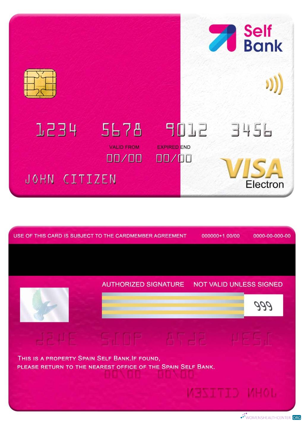 Download Spain Self Bank visa electron card Photoshop template